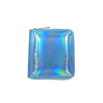 Кандра moda nowy holograficzny mały portfel torebka genialna sztuczna skóra kobiety krótki portfel posiadacza karty nić kratka