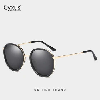 Cyxus retro okrągłe okulary polaryzacyjne dla kobiet UV 400 lustrzane okulary 1001