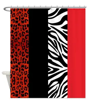 Pamięć główna dekoracyjne Czerwony Lampart i zebra druku zwierząt tkaniny zasłony prysznicowe moda poliester akcesoria łazienkowe