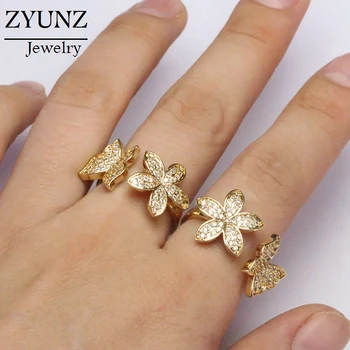 5 szt., Kryształ Cyrkon motyl pierścień dla kobiet Księżniczka luksusowe kwiatowy pierścień biżuteria moda partia prezenty na urodziny