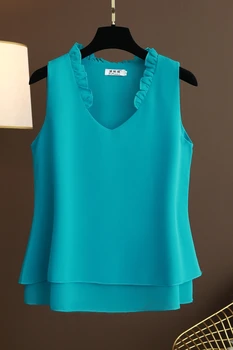 Damskie topy i bluzki letnia moda marka V-neck jednolity kolor szyfon temat plus rozmiar casual odzież damska koszule Damskie