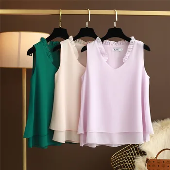 Damskie topy i bluzki letnia moda marka V-neck jednolity kolor szyfon temat plus rozmiar casual odzież damska koszule Damskie