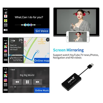 Carlinkit Wireless Apple CarPlay /Android Auto Carplay Smart Link Dongle USB do nawigacji, odtwarzacza Android Mirrorlink /IOS 13