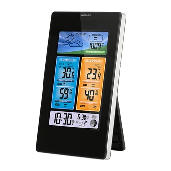 PROTMEX RCC alarm In/outdoor stacja pogodowa temperatura wilgotność bezprzewodowa kolorowe podświetlenie barometr prognoza pogody