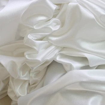 Lycra, satyna tkanina naturalna biała suknia ślubna materiał satynowy tekstylia metr tkaniny