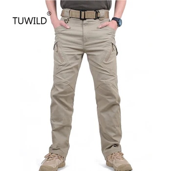Odkryty IX9 taktyczne spodnie sportowe Męskie bojowe specjalne policjanci spodnie bawełna multi-kieszeń elastyczne spodnie Męskie casual spodnie XXXL
