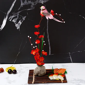 Talerz podajnik dosz owoce morza, sushi, biżuterię, kwiaty i rośliny artystyczna koncepcja dekoracji mały ornament oszczędny kolor brzoskwini