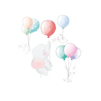 Kreskówka balon słoń ścienne naklejki Baby Kid ' s Room Decoration samoprzylepne naklejki pvc Home Decor