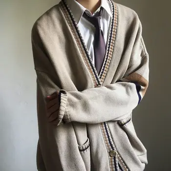 Męski sweter Męskie kurtki bezrękawniki Męskie swetry mundury patchwork codzienne koreański koreański styl Ulzzang Ins Oversize 3XL unisex codziennie