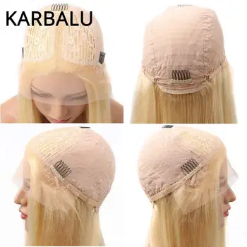 613 blondynka koronki część wig Remy włosy Karbala brazylijski T część peruki ludzkich włosów bezpośrednie 13x4x1 ludzki włos koronki przodu peruk