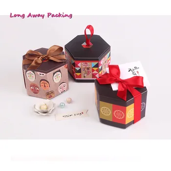Długo Nieobecna Opakowanie Hexagonal Twórcza Składany Kartonik Cukierków Opakowanie Gift Box Nowego Roku