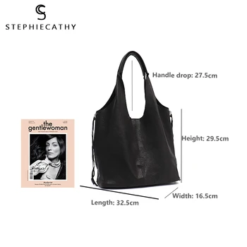 SC Soft Luxuy retro skóry wołowej skóry torby dla kobiet wiadro pasek na ramię zamek błyskawiczny torba liniowej torba Vintage casual torba na zakupy