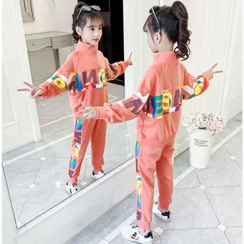 2021New Kids Clothes Sets Girls Autumn Clothing Teens Casual Big Children ' s Letter Sweater+ spodnie modne dresy