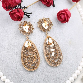 Veyofun luksusowy rhinestone spadek kolczyki moda Kryształ hollow kolczyk kolczyki akcesoria dla kobiet biżuteria