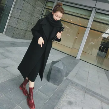 2020 damska jesień i zima nowy płaszcz Płaszcz koreański student płaszcz nad kolanem stałe biurowe damskie kieszenie