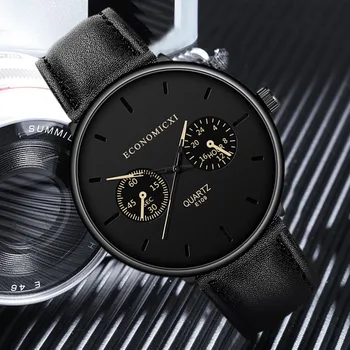 Prosty geometryczny przez cały męski ręczny stół Business Casual Single Calendar Belt Casual Style męskie zegarki Anlogy zegarek kwarcowy&50