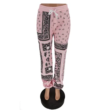 HAOOHU meble damska Paisley chustka druku Jogger Sznurek spodnie odzież sportowa modne spodnie Jogger spodnie treningowe spodnie