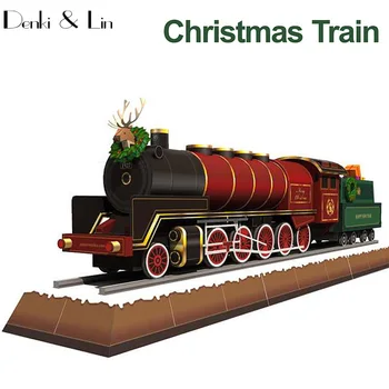 Świąteczny pociąg DIY Papierowy model zabawka edukacyjna handmade dla dzieci i dorosłych, gra logiczna
