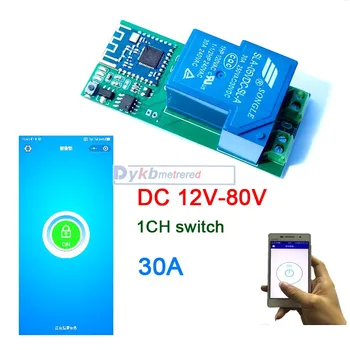 Bluetooth Switch / Smart Relay Switch bezprzewodowy pilot zdalnego sterowania DC 12V-80V 30A dla aplikacji IOS Android Motor drive board garage control 24V