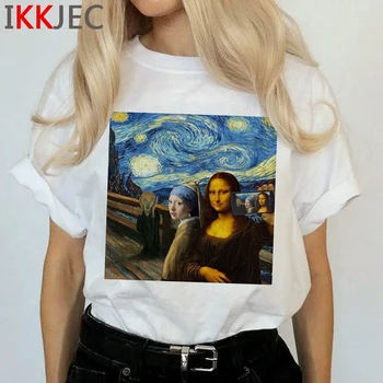 Mona Lisa Harajuku estetyczny wzór t-shirt kobiety Ullzang grunge koszulka zabawne kreskówki z lat 90-tych t-shirt graficzny fajny top koszulki damskie