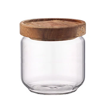 400 ml drewniana pokrywa szklana hermetyczna kanister kuchenne, butelki do przechowywania puszek żywności pojemnik na ziarna herbata ziarna kawy ziarna Banku