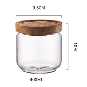400 ml drewniana pokrywa szklana hermetyczna kanister kuchenne, butelki do przechowywania puszek żywności pojemnik na ziarna herbata ziarna kawy ziarna Banku