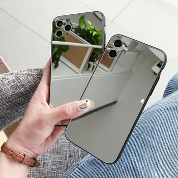 Urządzony w luksusowym pełna lustra szkło pokrowiec Shell Case do IPhone 11 Pro Max 7 X 7Plus 6 6S 8 Xs Xr Plus Se 2020 Cases Funda Cover Capa akcesoria