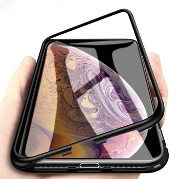 360 magnetyczny адсорбционный etui dla iPhone XR XS Max X urządzony w luksusowym Magnes hartowane szkło pokrywa dla iPhone 7 8 Plus 6 6s 6Plus pokrowce