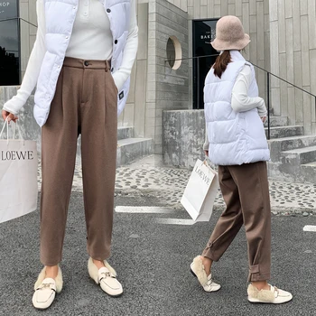 Jesień - zima 2019 temat spodnie z wysokim stanem szerokie nogi proste spodnie o długości do kostek plus rozmiar spodni spodnie spodnie 6997 50