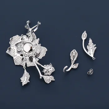 UMGODLY luksusowe marki moda kwiat kolczyki cyrkonia asymetria kolczyki eleganckie kobiety ślub biżuteria