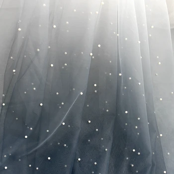Szary niebieski linkę siatki gradientu miękkie tkaniny siatkowe suknia ślubna materiał odzież tkaniny RS695