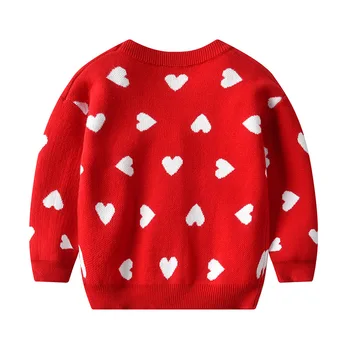 Jesień Dla Dzieci Dzieci Kochające Serce Drukowania Z Długim Rękawem Z Dzianiny Sweter Cardigan Dzieci Dziewczyny Aksamit Sweter Swetry