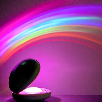 Shell-shaped Rainbow Projector Night Light akumulator led kolorowa lampa romantyczne lampki nocne niebo na prezent