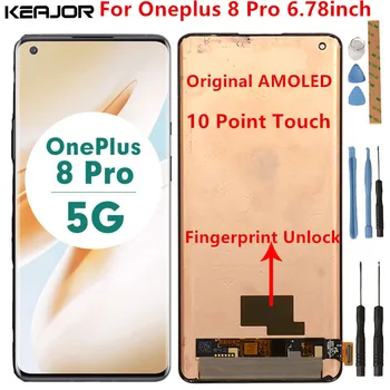 Oryginalny wyświetlacz Amoled dla Oneplus 8 Pro Lcd Screen przetestowany wyświetlacz LCD +ekran dotykowy z odciskiem palca do One plus 8 Pro 6.78