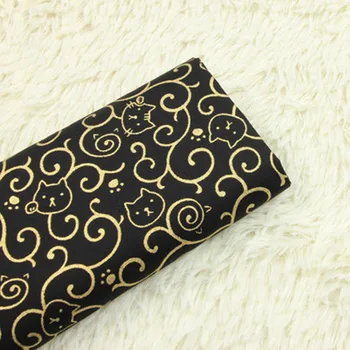 Połowa Jarka cienka tkanina bawełniana japoński łagodny Wiatr pozłacane Catoon Cat Print Handmade DIY torba tkanina bawełna T438