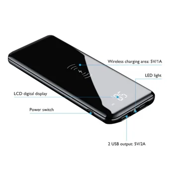 2 w 1 bezprzewodowa ładowarka Qi 10000 mah Power Bank szybka ładowarka dla iPhone X XR 11 SamSung S10 S20 Xiaomi 10 OnePlus 8