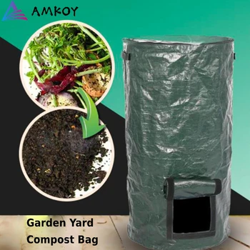 AMKOY Organic Waste Kitchen Garden Yard Compost Bag Environmental PE Cloth Planter Kitchen Organic Waste Disposal Compost Bag