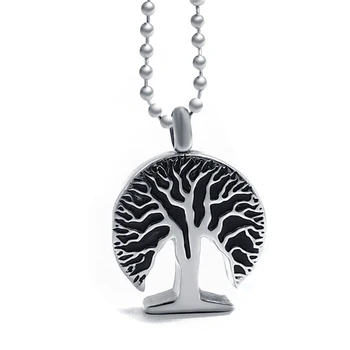 Kobiece Srebrny Drzewo Życia kremacja na pamięć pamiątkowa urna wisiorek ze stali nierdzewnej łańcuch naszyjnik biżuteria UP029