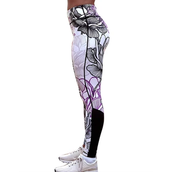 Modne Sportowe Spodnie Do Jogi Damskie Kwiaty Do Wydruku Siłownia Legginsy Fitness Sportowe Spodnie Patchwork Poliester Sexy Mujer Joga Legginsy