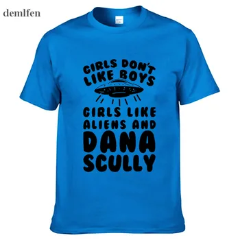 Dziewczyny nie lubią chłopców, dziewczyny lubią obcych i Dana Scully męska koszulka z bawełny koszulka męska z nadrukiem koszulki topy