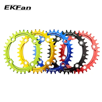 Marka EKFan 104BCD 32T/34T/36T smak 7075-T6 MTB rower wąskie szerokie łańcuszkowego pierścień owalny okrągły koło łańcuchowe cykl korbowody