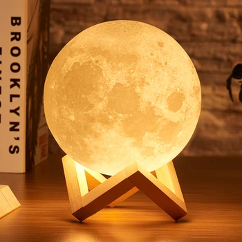Rambery moon lamp 3D print night light USB akumulator lampy światła 16 kolorów zmiana zdalnego LED twórczy światło księżyca prezent