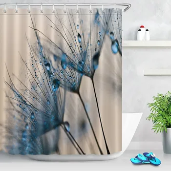 LB 180*180 streszczenie mniszek niestandardowe 3d zasłony prysznicowe kwiat łazienka zasłony tkaniny zmywalne poliester łazienkowe Art Decor