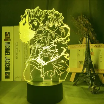 Hunter x Hunter-Gon i Киллуа rysunek 3d anime Night Light LED 3d iluzja biurko lampka nocna sypialnia Lampara do domu prezent zabawki