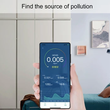 Jakość powietrza telefon aplikacja Monitor CO2 formaldehyd TOVC dwutlenek węgla, temperatura Q84D