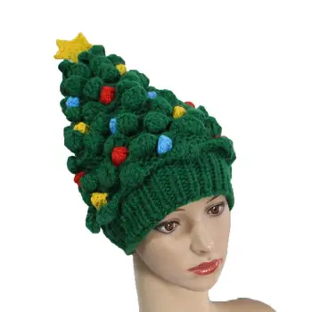 BomHCS Christmas Hat Tree Star Knit Beanie Knot Czapka ciepła czapka z dzianiny kapelusz Creative Funny Kids Beanie Adults xsmas dzianiny czapka zimowa