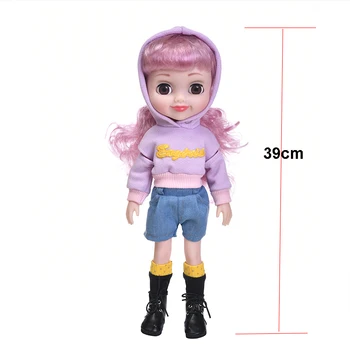 39 cm pełna krzem lalki Silm lalka piękna dziewczyna Czarna zabawka ze sportowym stroju makijaż aktywne oczy dziewczyny DIY BJD ubieranie lalek zabawki