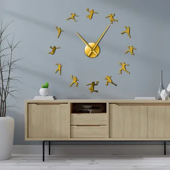 Koszykarz gigantyczny zegar ścienny sypialnia wystrój ściany efekt lustra DIY Wall Art duże igły zegar dekoracji domu