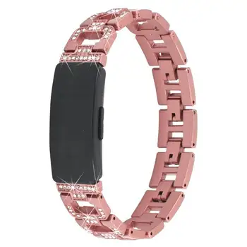 Wymiana pasków dla Fitbit Inspire HR Band bransoletka metalowa ze stali nierdzewnej DProng Rhinestone HR Watch Chain pasek do zegarka