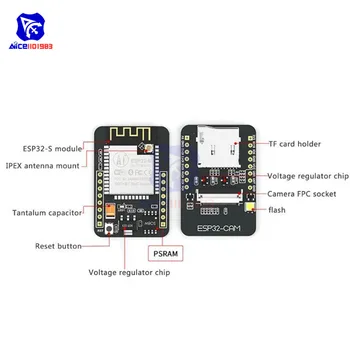 Diymore ESP32-CAM ESP32-S WiFi Bluetooth OV2640 2MP aparat programowalny moduł obsługuje Zdjęcia/Wideo gniazdo kart TF do Arduino IoT